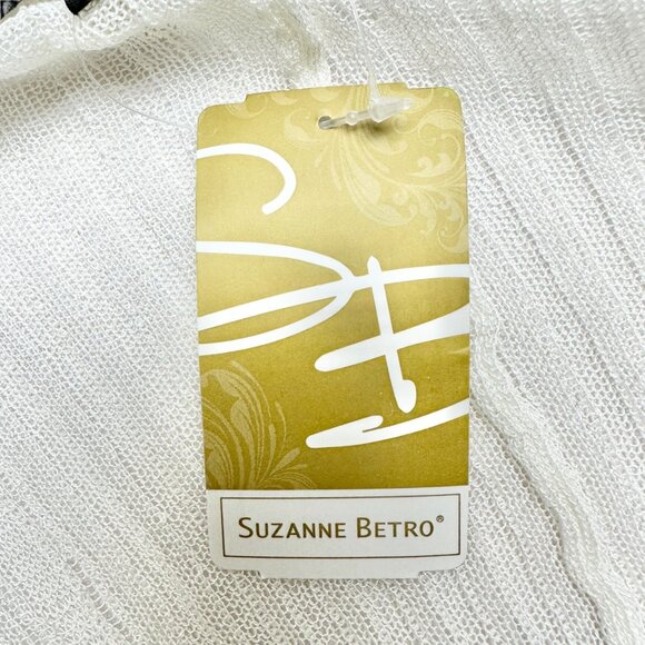 Suzanne Betro Drape Front Cardigan 3X/4X White Lightweight Knit Stretchable NWT - Picture 6 of 9
